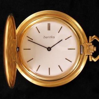 Zentra watch pocket purse Frackuhr mit Kaliber As 1525 Gold plattiert