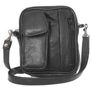 Schwarze Unisex Hüfttasche aus Leder mit Gürtelschlaufe und