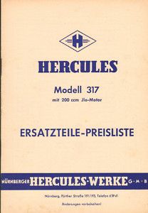 HERCULES 317 / Ersatzteile  Preisliste