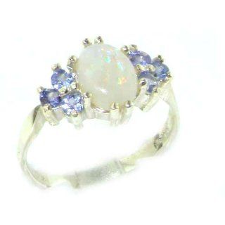 Damen Ring 9 Karat (375) Weißgold mit Opal Tansanit   Größe 50 (15