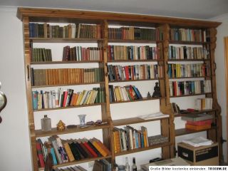 Bücherregal Bibliothek aus Kiefer massiv mit Aufstieg 320 cm breit