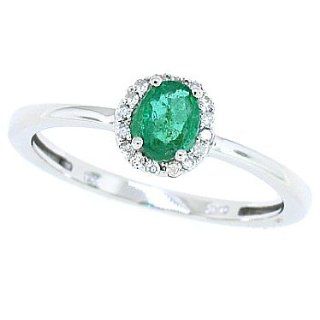 Mytreasurez Echter Smaragd Ring mit Diamanten, 0,45 ct, in 14 kt