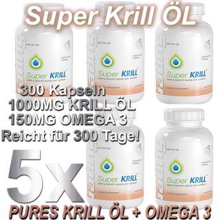 5x Super Krillöl 350 Kapseln a 1000MG Krill Öl für 350 Tage