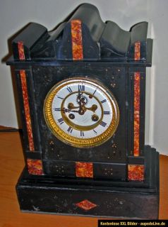 Antike Marmor Portal Uhr Kaminuhr mit Grahamhemmung Gründerzeit