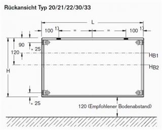 BUDERUS Kompakt Heizkörper Flachheizkörper Bauhöhe 600 Typ 11,21,22