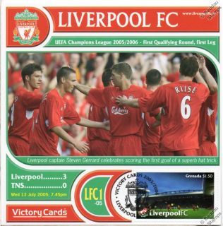 2005 LIVERPOOL FC v TNS VICTORY CARD Football Stamp MAXI CARD (Steven