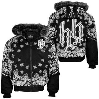 Hoodboyz Allover Bandana Style Winterjacket Schwarz S   4XL 55079