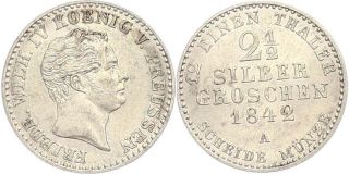 C391 Brandenburg Preussen 2 1/2 Silbergroschen 1842 A