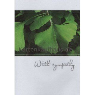 Trauerkarte Englisch With Sympathy Ginkgo Bürobedarf