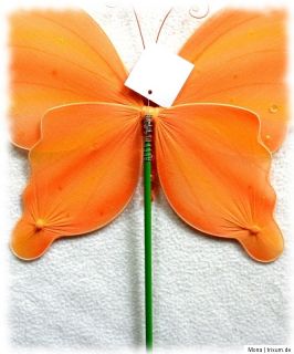Deko Schmetterling auf Stab, Nylon & Paietten, 35 cm, in 4 Farben, NEU