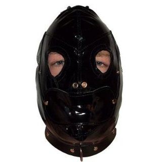 Bondage Leder Lack Maske mit abnehmbarem Mund Knebel und Augenbinde