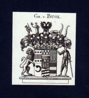 1780   Grafen v. Buol Heraldik Kupferstich Wappen