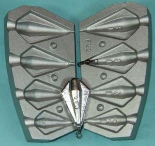 F22 Bleigussform Trapezbleie 20/40/60/80 gr. Wirbelblei