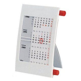 Monats Tischkalender für 2013 + 2014, weiß / rot, mit Drehmechanik
