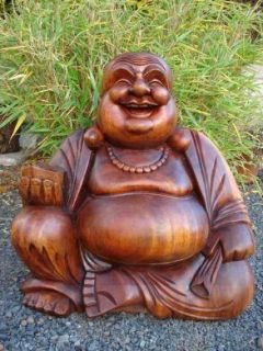Holzbuddha 50cm Massiv Vollholz lachender Happy Buddha
