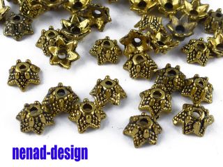 60 PERLENKAPPEN 6mm antik goldfarbig Spacer fuer Perlen nenad design