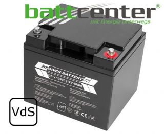 12V 40Ah RPower®VdS Batterie  100% Gas  & Wasserdicht