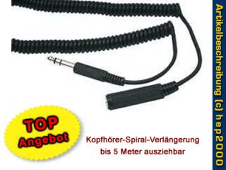 Kopfhörer Spiral Verlängerung / 6.3mm Klinke / 5 Meter