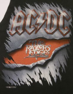 Vintage 90s ACDC The Razors Edge Tour CUT OFF Hard Rock MUSIC Tank Top