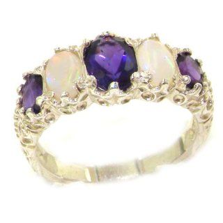 Damen Ring 9 Karat (375) Weißgold mit Amethyst Opal   Größe 50 (15