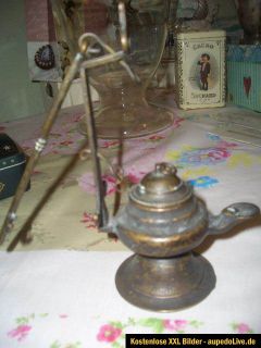 alte antike Petroleumlampe Aladinlampe zum Aufhängen Messing ? Kupfer