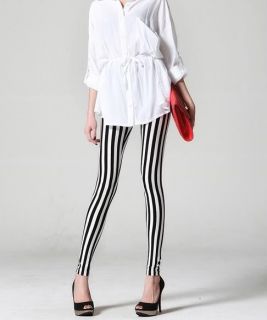 New Fashion Women Chic Look Vertical Stripe Zebra Leggings Tights