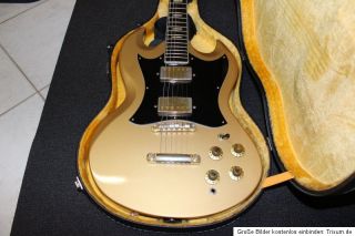 Gitarre SG Solid Guitar Gold Gibson Style mit Koffer 80´s