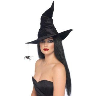 Hexenhut Hut Hexe für Damen schwarz luxuriös Velour Halloweenkostüm