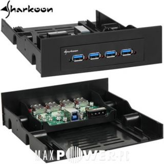 Sharkoon 4 Port USB3.0 Hub   interner 4 Port Hub   3,5 & 5,25 PC