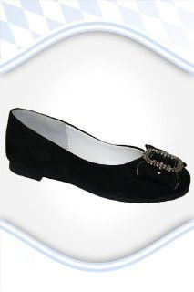 Damen Trachten Leder Ballerinas schwarz Gr. 36 41 Schuhe