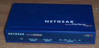 Blackmore IT   NETGEAR PS110 10/100 MBPS PRINT SERVER  WITH AC ADAPTER