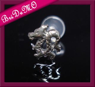 Zauberhaftes Tragus Piercing Drache Dragon 925 Silber Labret PTFE 6 mm