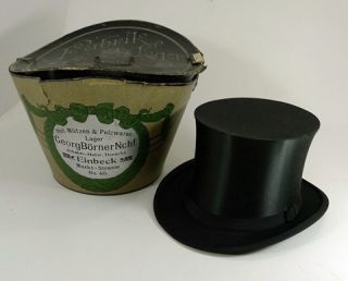 Alter Zylinder Historismus Hutschachtel Vintage Chapeau Claque Vintage