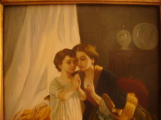 Englische Malerei ? Mutter und Kind beim Abendgebet Biggs & Sons