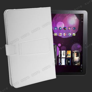 weiss Ledertasche case cover Huelle fuer Samsung Galaxy Tab 2 10 1