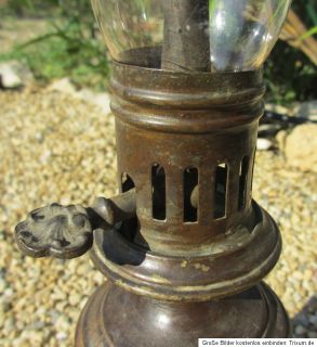 alte Gaslampe Gas Lampe aus Metall antik von 1912 mit Originalglas