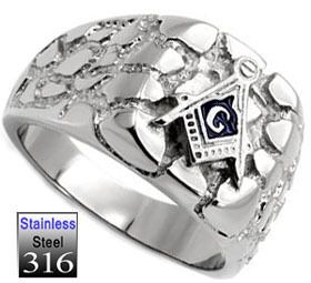 Mens Masonic Mason Logo Stainless Steel Ring 9B