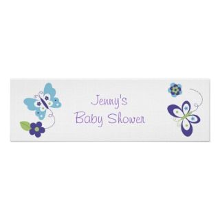 Mod Spring Butterfly Baby Shower Banner Sign posters by little_prints