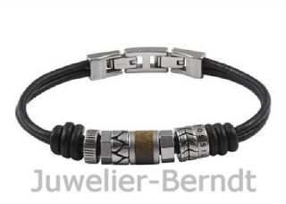 Fossil Herren Armband aus Leder, Stahl und Holz JF84196  NEU 
