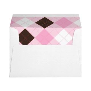Modern Pink Argyle Baby Shower Envelopes envelopes by little_prints