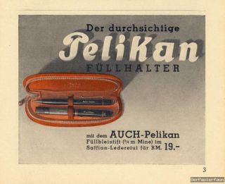 Pelikan duchsichtig Füller Füllfederhalter Reklame 1936