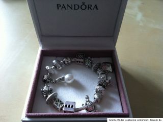 Original Pandora Armband 19cm, 925 Ale Silber, mit 16 Elementen Beads