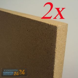 2x 25mm Vermiculite Platte 373 x 500mm Schamotte Ersatz