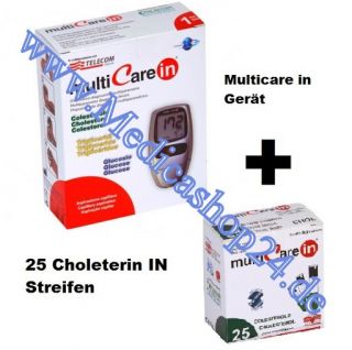 MultiCare IN Blutzuckermessgerät + 25 Choleterin IN