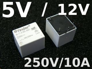 Relais 5V Spule 250V 10A 2500W Finder Wechsler Subminiaturrelais print