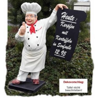 Kochaufsteller Kochfigur mit Werbeschild Wetterfest Gastro Aufsteller