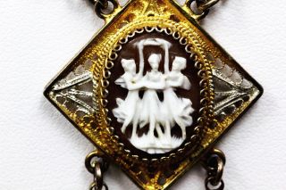 Antike Unikat Jugendstil Rarität Filigran Collier Kette Gemme Silber