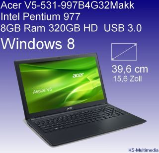 Acer Aspire V5 531 997B4G32Makk 39,6cm Notebook Intel Dual Core,8GB