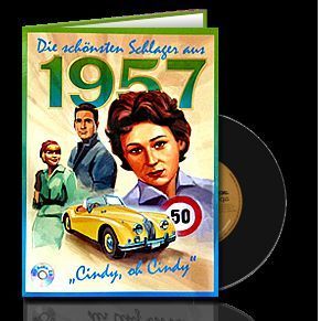CD Schlager Karte 1957 Musik Chronik zum 55. Geburtstag Grußkarte mit