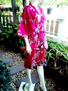 Asia Kimono Japan Satin Bade /Morgenmantel Pink Gr.XS L